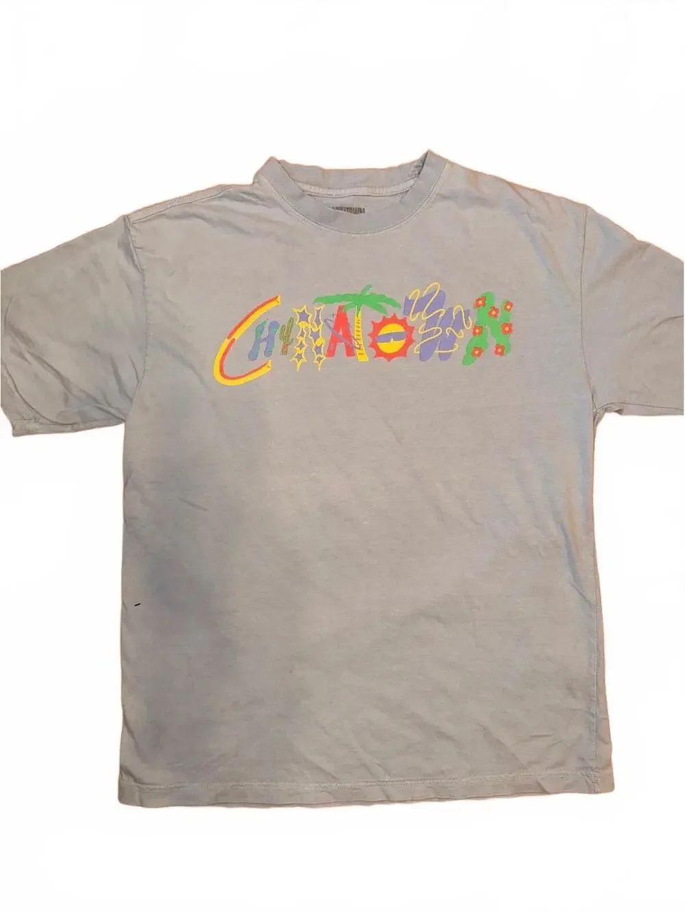 Chinatown Market Graphic T-Shirt Light Blue Tropical Print Tee